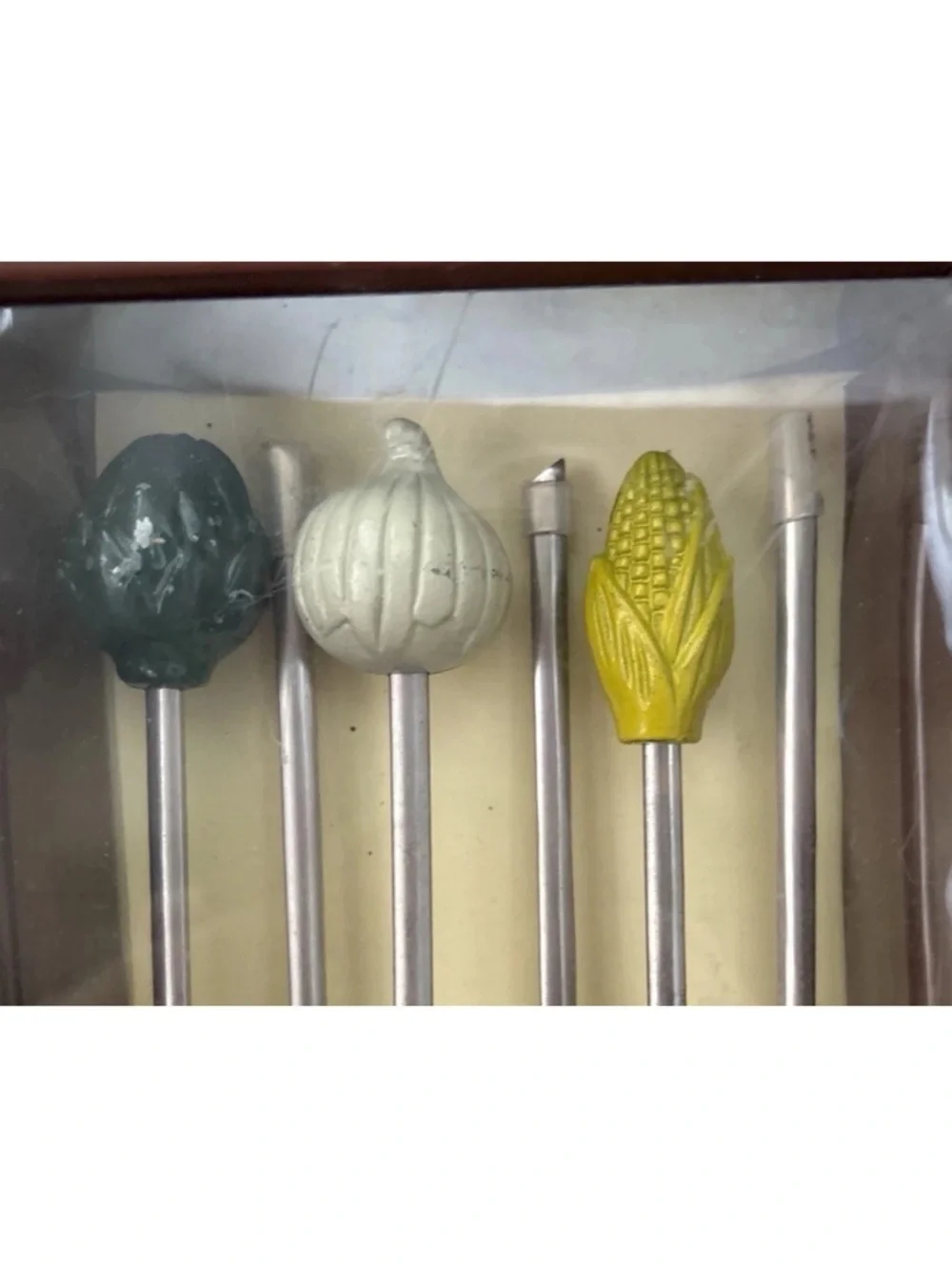 Vintage Williams Sonoma Enameled Vegetable Garden Skewers - Assorted Colors